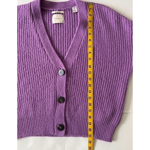 Scotch And Soda Sweater Cardigan Women M Purple Fuzzy Wool Alpaca Blend Boxy - Picture 7 of 11